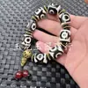Pulsera de Jade Diente de Tigre Pulsera de Cuentas Cilíndricas Pulsera de Cuentas de Tres Ojos Pulsera Lutong Agata Trenzada Pulsera de Calcedonia