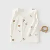 Colete de Algodão Puro Dupla Camada para Bebês Meninos e Meninas para Primavera e Outono, Jaqueta Sem Manga Infantil, Colete Interno para Bebê, Roupa Externa Pequena