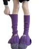 Calcetines de Canalé Cálidos de Piel de Conejo para Otoño e Invierno con Campana en el Tobillo Calentadores de Pierna Tejidos Estilo Ballet Agrupados Etiqueta de Tela Ligeramente Acampanada