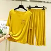 Camiseta de verano nuevo estilo con cuello redondo, volantes y corbata de lazo para mujer, pantalones cortos casuales de manga media, conjunto de pijama de dos piezas de nicho