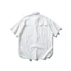 Camisa de manga curta com gola alta texturizada simples estilo japonês Rumeng para homens, verão, solta, respirável, versátil para rua, meia-manga
