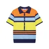 Roupas femininas transfronteiriças 2026 novo estilo gola colorida listrada moda versátil manga curta tricô top 3653015 cor