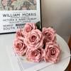 Ramo de 7 Rosas Transfronterizo, Flores Artificiales, Rosas Vintage, Rosas Cappuccino, Flores para Decoración de Bodas, Decoraciones de Pasillo