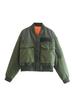 Ropa al por mayor para otoño 2025, estilo chaqueta de vuelo verde militar, chaqueta corta de algodón, transfronteriza europea y americana, Amazon