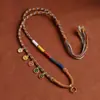 Cuerda de colgante tejida a mano de Xizang, cuerda de cordón de collar de lazo del Dios de la Riqueza de cinco vías, colgante de marca de Buda Thangka, cuerda para el cuello, venta al por mayor