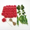 Rosa Popular Artificial de Espuma de Polietileno Transfronterizo con Palo, Accesorios de Hoja de Hierba Acuática, Arreglo Floral DIY, Decoración del Hogar