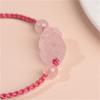Pulseira de Coelho de Cristal em Pó Natural para Mulheres, Tecida com Corda Vermelha, Presente de Ano do Coelho de Cristal em Pó, Presente para Namoradas