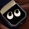 Pendientes de Acetato Blanco Doble Cara con Forma de U, Pendientes Simples, Modernos y Versátiles, Elegantes de Nicho, Pendientes de Gama Alta