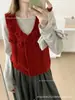 Chaleco de Ganchillo con Cuello en V para Mujer 2026 Nuevo Estilo Calado para Superponer Chaleco Suéter de Temperamento Cárdigan Top sin Mangas
