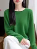 Suéter para Mujer Otoño Invierno Nueva Llegada Primera Línea Listo para Usar Borde Enrollado Cuello Redondo Tejido Versátil Holgado Color Sólido Manga Larga Tejido para Damas