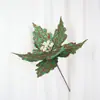 24cm Decorações de Natal Flores de Natal Decoração de Árvore de Natal Guirlanda de Rattan Recortes Tecido com Pó Dourado Flores de Seda Flores Artificiais