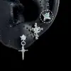 Aretes de Cruz Dulces Frescos Gama Alta Diseño de Nicho Cartílago Auricular Studs Studs de Cóclea Grado Médico Arete Apilable Sin Extracción