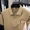 Camisa Polo de Algodão Puro com Logo de Pônei Camiseta Masculina de Manga Curta Verão Gola Bordada Casual Solta Camiseta Top Paul