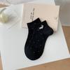 Calcetines de Corea del Sur para Mujer, Calcetines Cortos Bordados de Cachorro de Dibujos Animados, Calcetines Delgados y Lindos de Primavera y Verano, Calcetines de Algodón de Punto sin Costuras Absorbentes de Sudor