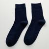 Meias Masculinas Primavera e Outono Meias Longas de Ponto Duplo Meias de Algodão Cor Sólida Absorventes de Suor Respiráveis Meias Verticais Business Casual