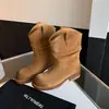 Botas apiladas, botines Birkenstock, botines Martin para mujer, de moda 2026 nuevo estilo desértico otoño e invierno, botines de media pantorrilla Maillard para mujer