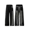 Jeans Vintage de Retazos con Pentagrama y Bloques de Color para Hombre y Mujer, Estilo High-Street Desgastados, Holgados de Pierna Recta o Ancha con Efecto de Caída