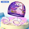 Nueva gorra de natación infantil linda de dibujos animados, gorra de tela unisex, cómoda y no restrictiva, set de gorra de natación y gafas