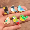 6 Tipos de Accesorios para Joyería DIY de Aleación Serie Animales Oro Kc Colgantes Esmaltados Encantos Lindos de Pájaros y Loros Multicolor