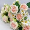 Ramo de peonías de simulación, adornos de escritorio, decoraciones de mesa, flores de seda para bodas, flores falsas al por mayor