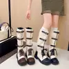 Botas de Cowboy Ocidentais Patchwork com Sola Grossa Retrô Femininas 2026 Verão Novo Botas Martin para Viagem Montanhismo Botas de Cano Médio Emagrecedoras
