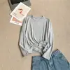 Algodão Respirável Outono Novo Estilo Bordado Cachorrinho Manga Longa Camada Base Emagrecimento Preguiçoso Solto Fashionável Gola Redonda Top Versátil