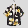 Camisa Floral Retro de Manga Corta Estilo Hawaiano Chaqueta Elegante Yuppie para Hombre Antigua Camisa de Manga Corta Estampada de Verano para Playa