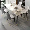 Mesa de Roca de Encimera Lujo Ligero Moderno Simple Hogareña Mesa de los Ocho Inmortales Mesa Simple para Sala de Estar Mesa de Comedor Rectangular Juego de Mesa y Sillas para Comedor