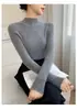 2026 Jersey de Cuello Alto Medio de Cachemira sin Costuras para Mujer Otoño e Invierno Sencillo Ajustado Versátil Suéter de Punto Base de Lana