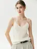 Camisola de cachemira suave y cómoda de punto gofrado, para mujer, cuello en V, corte ajustado, sin costuras, versátil, con tirantes finos, perfecta como capa base, nuevo estilo 26