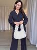 Amazon Comercio Exterior Europeo y Americano Ropa Transfronteriza para Mujer Otoño 2024 Color Sólido Simple Manga Larga Encaje Traje Casual Mujer