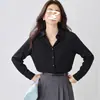 Nova camisa feminina de cetim de manga longa, modeladora e fashion, coleção primavera/outono 2026, com cintura marcada
