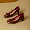 [Procesamiento Personalizado] Tacones Altos Cómodos Primavera 2026 Nuevo Estilo Francés Charol Puntera Cuadrada Tacón Grueso Boca Baja Zapatos de Salón