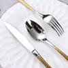 Aço Inoxidável 304 Europeu Acessível Luxo High-End Talheres Padrão Cauda de Peixe Dupla Face Casa Hotel Comida Ocidental Colher de Chá Faca e Garfo para Bife