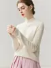 Suéter de punto Loro Piana 100% cachemira pura listo para usar de primera línea para mujer, dobladillo enrollado, cuello semi-alto, holgado, cálido, suéter de capa base