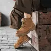 Botas Martin para Hombre Botas del Desierto 2026 Nuevo Otoño Piel Genuina Botas Amarillas Grandes Zapatos de Hombre de Caña Alta Calzado de Exterior para Hombre con Puntera Grande Botas de Trabajo para Hombre