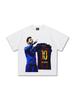 2025 Cross-border New Messi Futebol vintage Camiseta de manga curta American Street Retro Heavy Cotton Camiseta da moda