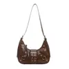 Bolso nuevo de moda 2025 con forma de media luna, versátil para ir al trabajo, bolso de hombro, bolso cruzado, estilo retro de motocicleta, bolso de moda para mujer bajo el brazo