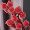 Amazon transfronterizo nuevo artificial de 4 ramas, 6 cabezas bola de cristal de granada para boda y decoración del hogar, flores artificiales de frutos rojos transfronterizas