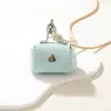 Bolsa de Moedas de Couro Pequena e Fofa Colar Pingente Feminino Bolsa de Armazenamento Capa de Fone de Ouvido Corda de Couro Corrente de Suéter Acessórios Longos