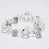 Pulsera de Cristal Natural Verde Fantasma Blanca y Verde para Mujer, Pulsera de Cristal Blanco Versátil de Moda Casual al por Mayor