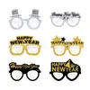 Decorações de Festa de Ano Novo 2027 Montagem de Festa Escolar de Ano Novo Óculos Divertidos para Fotos Óculos de Papel Armações com Glitter Dourado