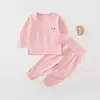 Conjunto de Ropa Interior para Bebé, Ropa de Otoño para Niños de Terciopelo de Leche, Ropa para Niños y Niñas, Ropa de Dormir Base para Bebés para Otoño e Invierno