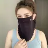 Máscara de Cobertura Facial Feminina de Seda de Gelo para Uso Externo no Verão, Máscara com Proteção Solar para Orelhas para Ciclismo, Máscara de Proteção para o Pescoço