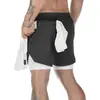 Shorts Esportivos Queimam Músculos Masculino Camada Dupla Combinação de Cores Toalha Pendurada Fitness Corrida Respirável Cor Sólida Calças Amazon