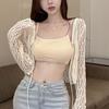 Camisa de Manga Larga Calada con Protección Solar de Cangrejo de Cinco Puntas para Mujer, Nuevo Cardigan de Verano Elegante y de Moda con Tirantes, Ropa de Abrigo Estilo Ins