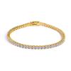 Pulseira Europeia e Americana Transfronteiriça de Zircônia 2mm Linha Única Diamantes Completos Hip-Hop Corrente Tênis Banhada a Ouro Real 18K Joias de Fábrica Estoque Pronto