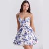2025 Transfronterizo Amazon Moda Spice Girl Vestido Tutú de Princesa Cintura Ceñida Nuevo Vestido de Tirantes Estampado de Alta Gama