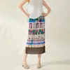 Falda de verano estampada de alta gama para mujer, exquisita, con abertura, cintura elástica, corte holgado, falda versátil de longitud media, elegante falda recta Issey Miyake