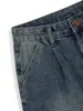 Comercio exterior transfronterizo Amazon fábrica de origen europea y americana al por mayor shorts vaqueros de longitud media plisados con bolsillo inclinado vintage para mujer
